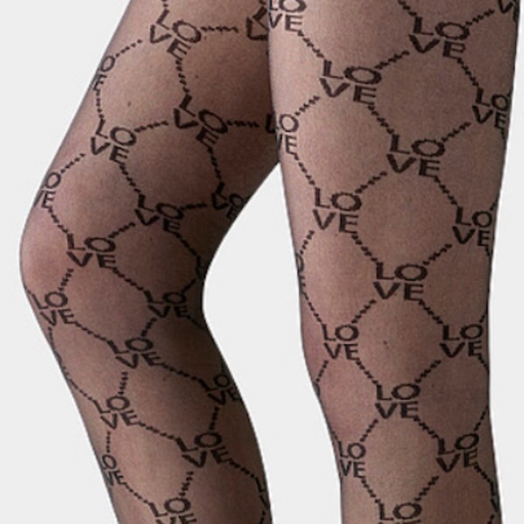 Love & diamonds black sheer pantyhose fantasy tights made in Italy NWT - Picture 2 of 7